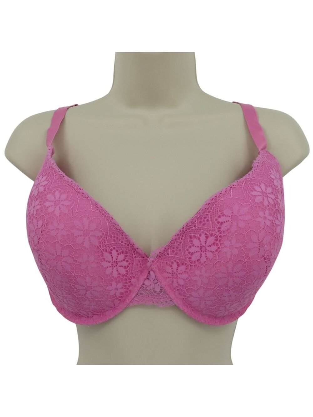 Juicy Couture 40D Bra Pink Floral Flower Lace Underwire Lined Padded Plus Size